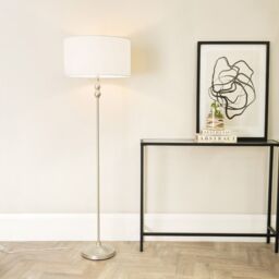ValueLights Maggie Metal Candlestick Slim Floor Lamp Base in Silver - thumbnail 3