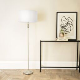 ValueLights Maggie Metal Candlestick Slim Floor Lamp Base in Silver - thumbnail 2