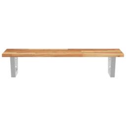 Berkfield Home Basin Shelf Wall Mounted Steel & Solid Wood Acacia in Brown - thumbnail 4