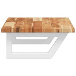 Berkfield Home Basin Shelf Wall Mounted Steel & Solid Wood Acacia in Brown - thumbnail 5