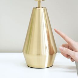 ValueLights Jax Antique Brass Dimmable Touch Table Lamp with Fabric Drum Shade with LED Bulb in Bottle Green - thumbnail 3