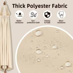 Costway 2.7M Patio Umbrella Garden Parasol Sun Shade Market Umbrella w/8 Ribs in Beige - thumbnail 7