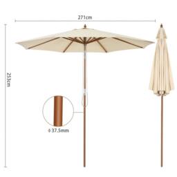 Costway 2.7M Patio Umbrella Garden Parasol Sun Shade Market Umbrella w/8 Ribs in Beige - thumbnail 2