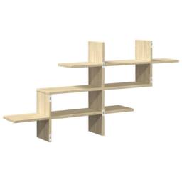 Berkfield Home Wall Shelf Sonoma Oak 124.5x18x60.5 cm Engineered Wood in Light Tan - thumbnail 6