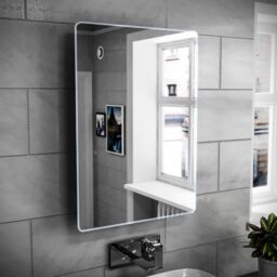 Nes Home Modern Bathroom LED Mirror with Battery Powered Button Switch 500x700mm in Silver - thumbnail 3
