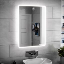 Nes Home Modern Bathroom LED Mirror with Battery Powered Button Switch 500x700mm in Silver - thumbnail 1