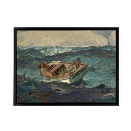 "Artery8 Homer The Gulf Stream Painting Wall Framed Canvas Wall Art Print in Blue - Size: W12"" x H16""" - thumbnail 1