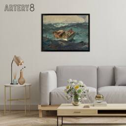 "Artery8 Homer The Gulf Stream Painting Wall Framed Canvas Wall Art Print in Blue - Size: W12"" x H16""" - thumbnail 3