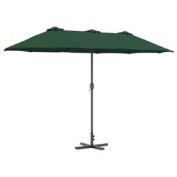 Berkfield Home Garden Parasol Green 380 x 196 x 235 cm Powder-coated steel - thumbnail 2