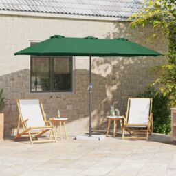 Berkfield Home Garden Parasol Green 380 x 196 x 235 cm Powder-coated steel