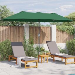 Berkfield Home Garden Parasol Green 380 x 196 x 235 cm Powder-coated steel - thumbnail 4