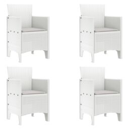 Berkfield Home 5 Piece Garden Dining Set with Cushions White Poly Rattan - thumbnail 5