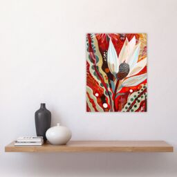 "Artery8 Bold Floral Folk Art Painting Scarlet Botanical Wall Art Print in Red - Size: W12"" x H16""" - thumbnail 4