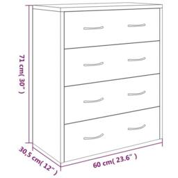Berkfield Home Sideboard with 4 Drawers 60x30.5x71 cm Grey Sonoma - thumbnail 7