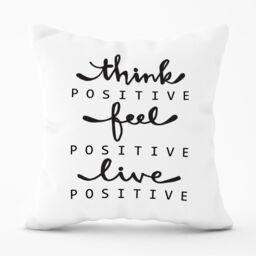 Warren Reed - Designer Think Positive, Feel Positive, Live Positive Outdoor Cushion in Black - Size: 45 cm x 45 cm - thumbnail 1