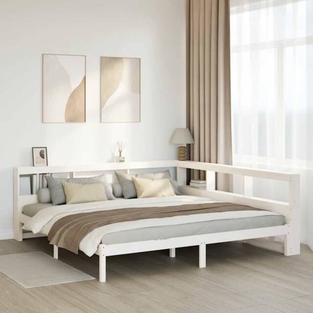 Berkfield Home Bookcase Bed without Mattress White 180x200 cm Solid Wood Pine - Size: Super King - image 1