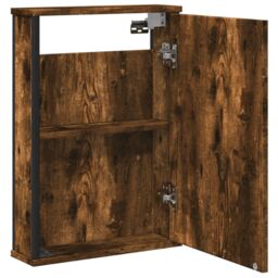 Berkfield Home Bathroom Mirror Cabinet Smoked Oak 42x12x60 cm Engineered Wood in Brown - Size: 42 x 12 x 60 cm - thumbnail 5