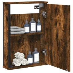 Berkfield Home Bathroom Mirror Cabinet Smoked Oak 42x12x60 cm Engineered Wood in Brown - Size: 42 x 12 x 60 cm