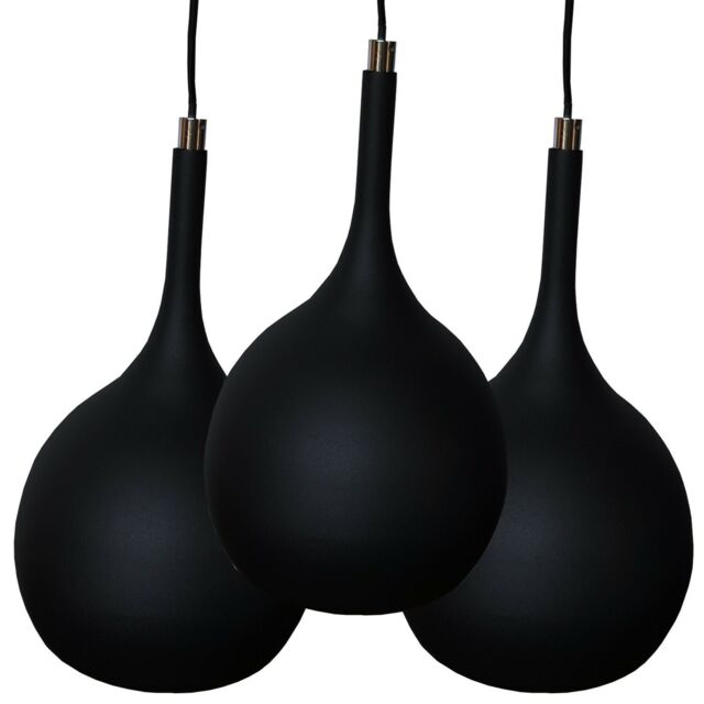 Loops Hanging Ceiling Pendant Light 3x Matt Black & Copper Kitchen Lamp Built in LED - image 1