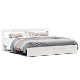 Berkfield Home Beautiful Bed Frame with Headboard without Mattress White 180x200 - Size: Super King - thumbnail 3