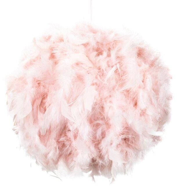 Happy Homewares Eye-Catching & Modern Genuine Feather Decorated Pendant Light Shade in Pink - Size: 16 inches - image 1