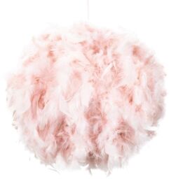 Happy Homewares Eye-Catching & Modern Genuine Feather Decorated Pendant Light Shade in Pink - Size: 16 inches