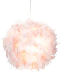 Happy Homewares Eye-Catching & Modern Genuine Feather Decorated Pendant Light Shade in Pink - Size: 16 inches - thumbnail 2