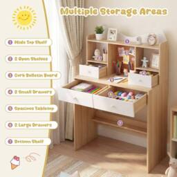 SPETLEK Study Desk & Chair Set Natural Wood & White MDF - Size: 0.6m2 - thumbnail 4