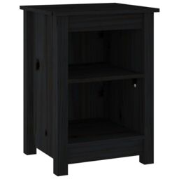 Berkfield Home Bedside Cabinets 2 pcs Black 40x35x55 cm Solid Wood Pine - Size: 40 x 35 x 55 cm - thumbnail 3