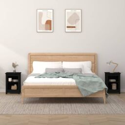 Berkfield Home Bedside Cabinets 2 pcs Black 40x35x55 cm Solid Wood Pine - Size: 40 x 35 x 55 cm - thumbnail 1