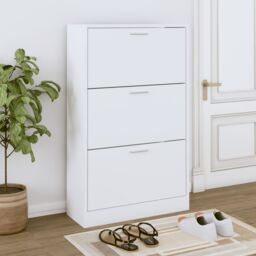 Berkfield Home Shoe Cabinet White 63x24x103 cm Engineered Wood - Size: 63 x 24 x 103 cm - thumbnail 1