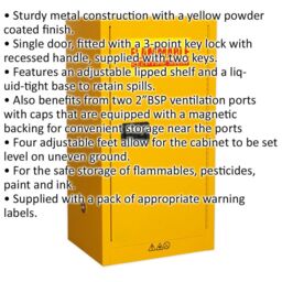 Loops Flammable Substance Storage Cabinet - 585mm x 460mm x 1120mm - 3-Point Key Lock - thumbnail 2