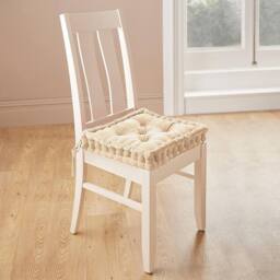 Coopers of Stortford Dining Chair Booster Cushion - Velvet Seat Pad - Spring-Back Filling in Cream