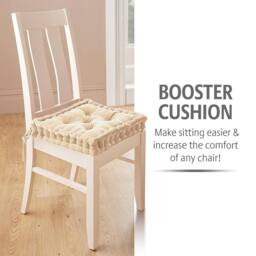 Coopers of Stortford Dining Chair Booster Cushion - Velvet Seat Pad - Spring-Back Filling in Cream - thumbnail 2