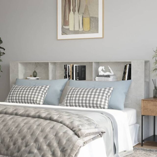 Berkfield Home Headboard Cabinet Concrete Grey 220x18.5x104.5 cm - image 1