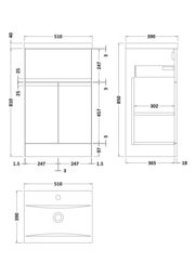 Balterley Floor Standing Vanity Unit with Mid-Edge Ceramic Basin, 500mm - Satin Blue - thumbnail 2