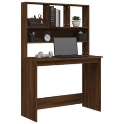 Berkfield Home Desk with Shelves Brown Oak 102x45x148 cm Engineered Wood - Size: 102 x 45 x 148 cm - thumbnail 4