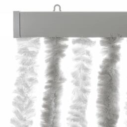 Berkfield Home Fly Curtain Light Grey & White 56x200 cm Chenille - thumbnail 4