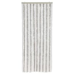 Berkfield Home Fly Curtain Light Grey & White 56x200 cm Chenille - thumbnail 3
