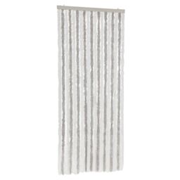 Berkfield Home Fly Curtain Light Grey & White 56x200 cm Chenille - thumbnail 2