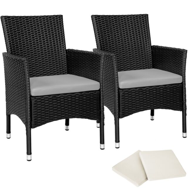tectake Garden Chairs Set Of 2 Nantes in Black - Size: 2 Seater - image 1