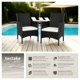 tectake Garden Chairs Set Of 2 Nantes in Black - Size: 2 Seater - thumbnail 2