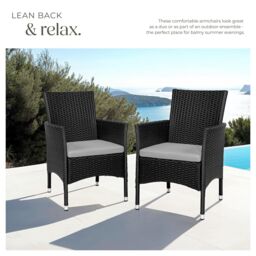 tectake Garden Chairs Set Of 2 Nantes in Black - Size: 2 Seater - thumbnail 7
