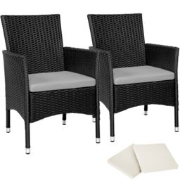tectake Garden Chairs Set Of 2 Nantes in Black - Size: 2 Seater - thumbnail 1