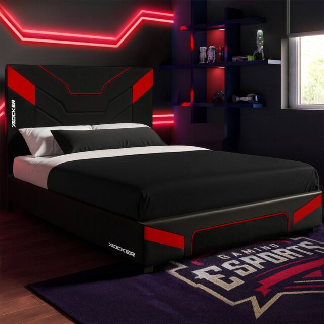 X Rocker Cerberus Gaming Bed for Kids & Teens with Foam Mattress in Dark Red - Size: Double - image 1