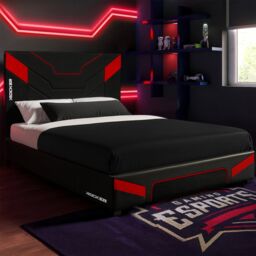 X Rocker Cerberus Gaming Bed for Kids & Teens with Foam Mattress in Dark Red - Size: Double
