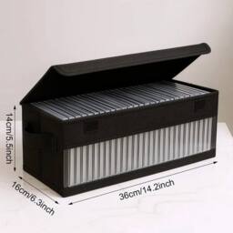 VOGREX 3pcs Large CD/DVD Storage Cases, 165 Discs Each in Black - thumbnail 3