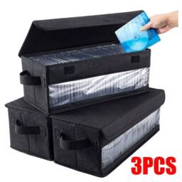 VOGREX 3pcs Large CD/DVD Storage Cases, 165 Discs Each in Black - thumbnail 2