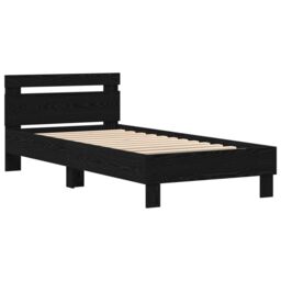 Berkfield Home Bed Frame with LED Lights Black Oak 90x190 cm Engineered Wood - thumbnail 5