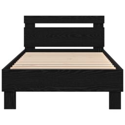 Berkfield Home Bed Frame with LED Lights Black Oak 90x190 cm Engineered Wood - thumbnail 6